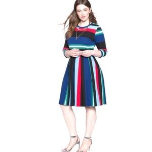 Eloquii striped fit and flare dress
